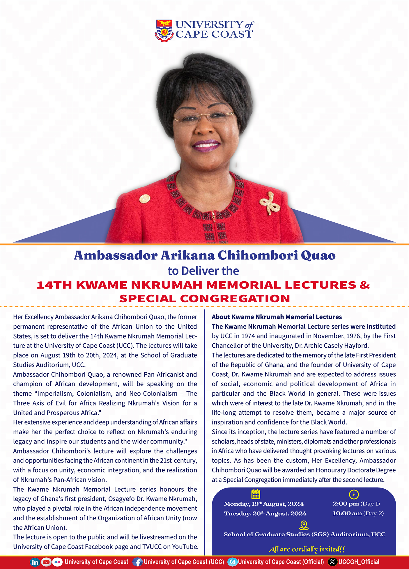 14TH KWAME NKRUMAH MEMORIAL LECTURES & SPECIAL CONGREGATION PRESS RELEASE