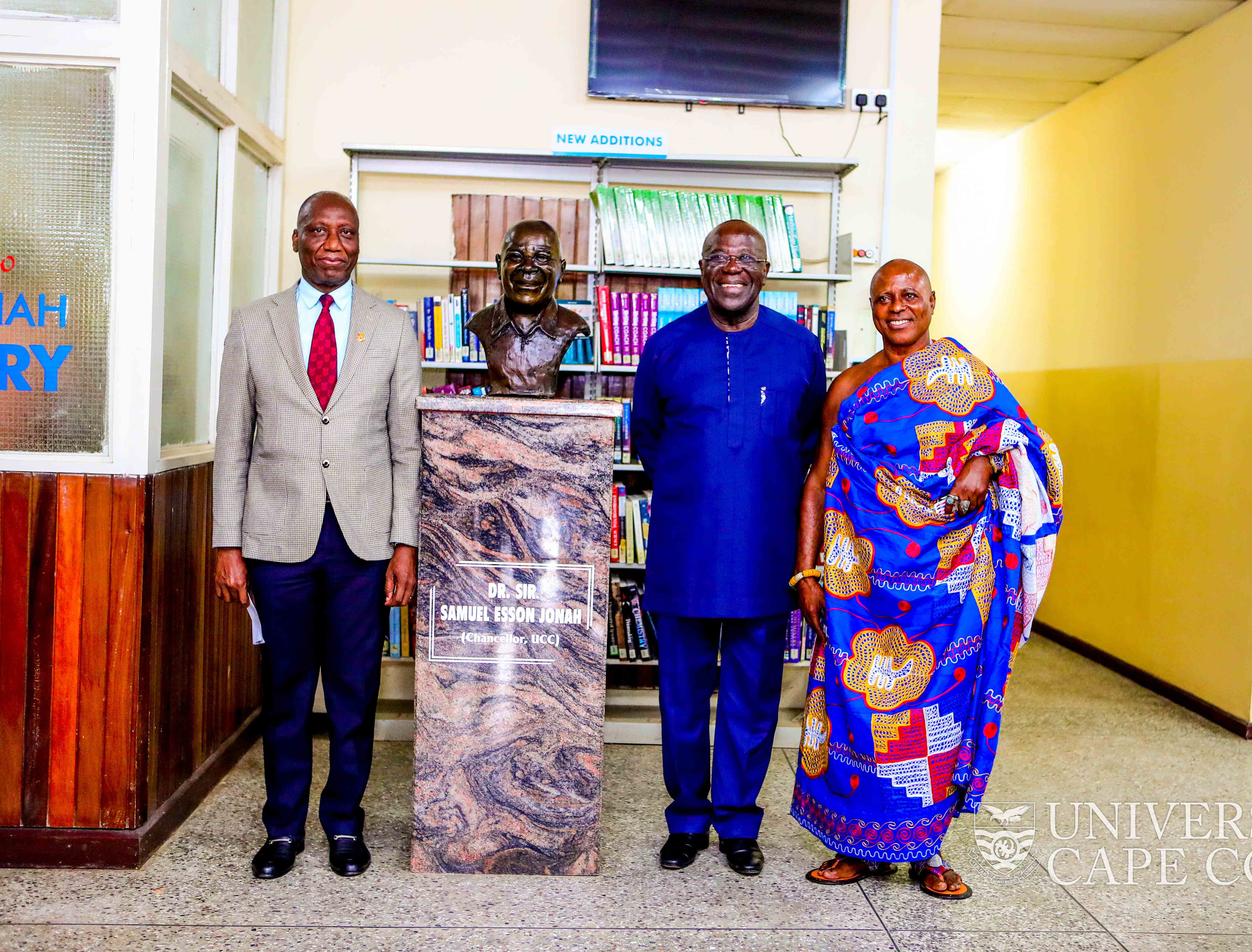 The Chancellor with the chief of Kokoado, Nana Kweku Enu and the Registrar of UCC , Mr. Jeff Teye Onyame (left) The Chancellor with the chief of Kokoado, Nana Kweku Enu and the Registrar of UCC , Mr. Jeff Teye Onyame (left)