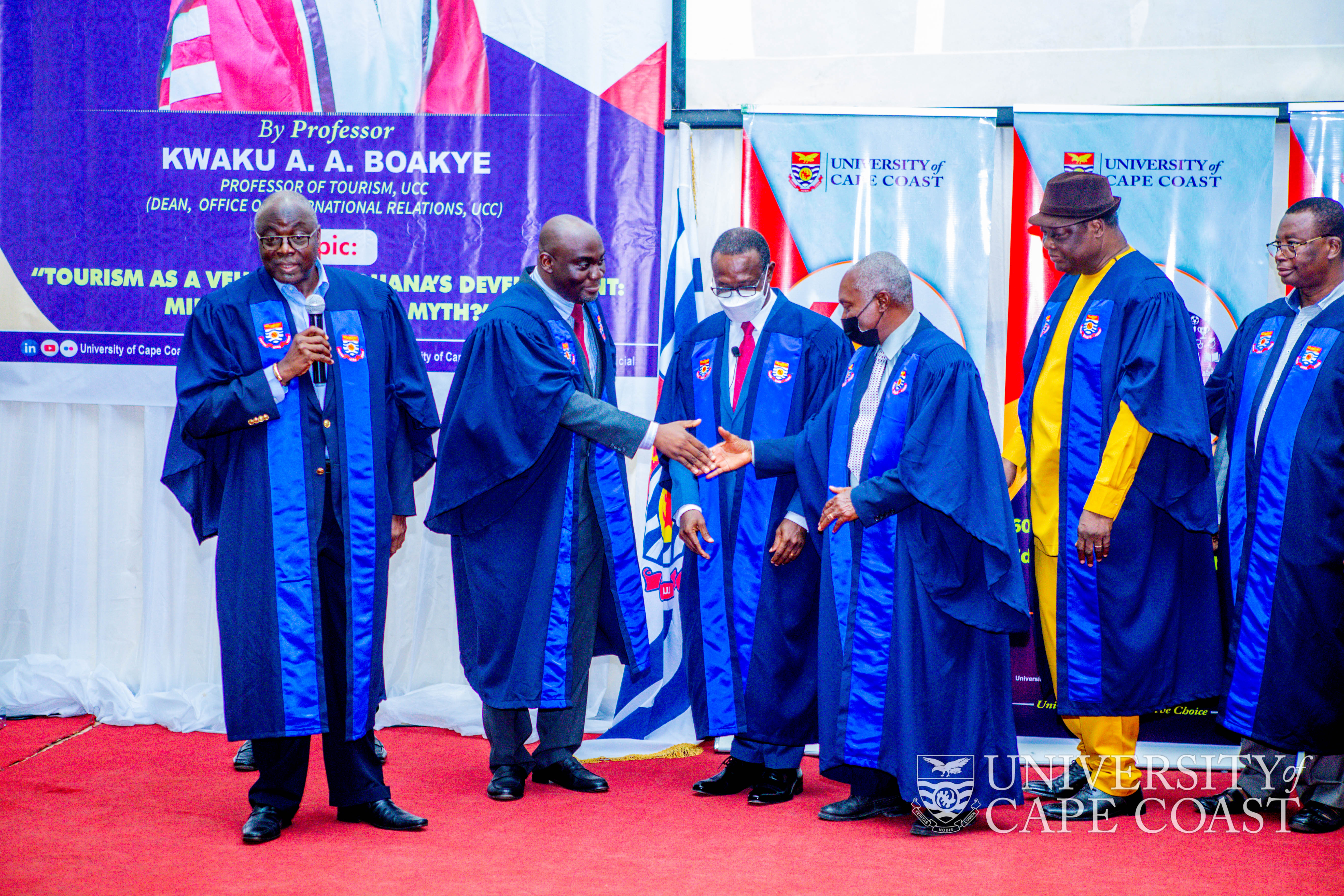 Prof. Boakye being congratulated by the College of Professors-UCC after being robed Prof. Boakye being congratulated by the College of Professors-UCC after being robed