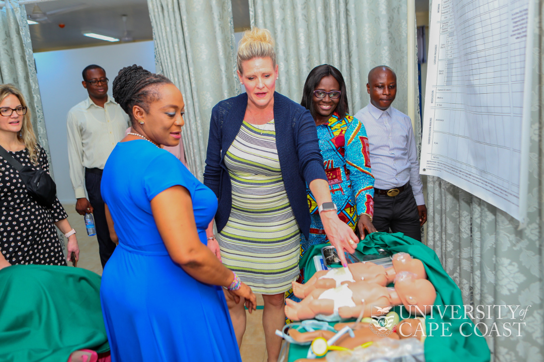 The delegation touring the School of Nursing and Midwifery Skills Laboratory