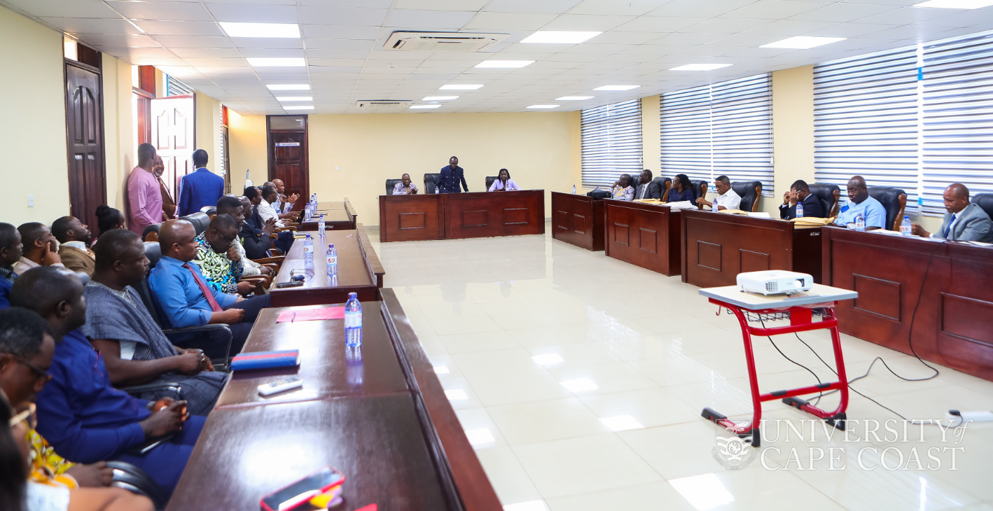 The Vice-Chancellor of UCC, Prof. Johnson Nyarko Boampong speaking at the meeting
