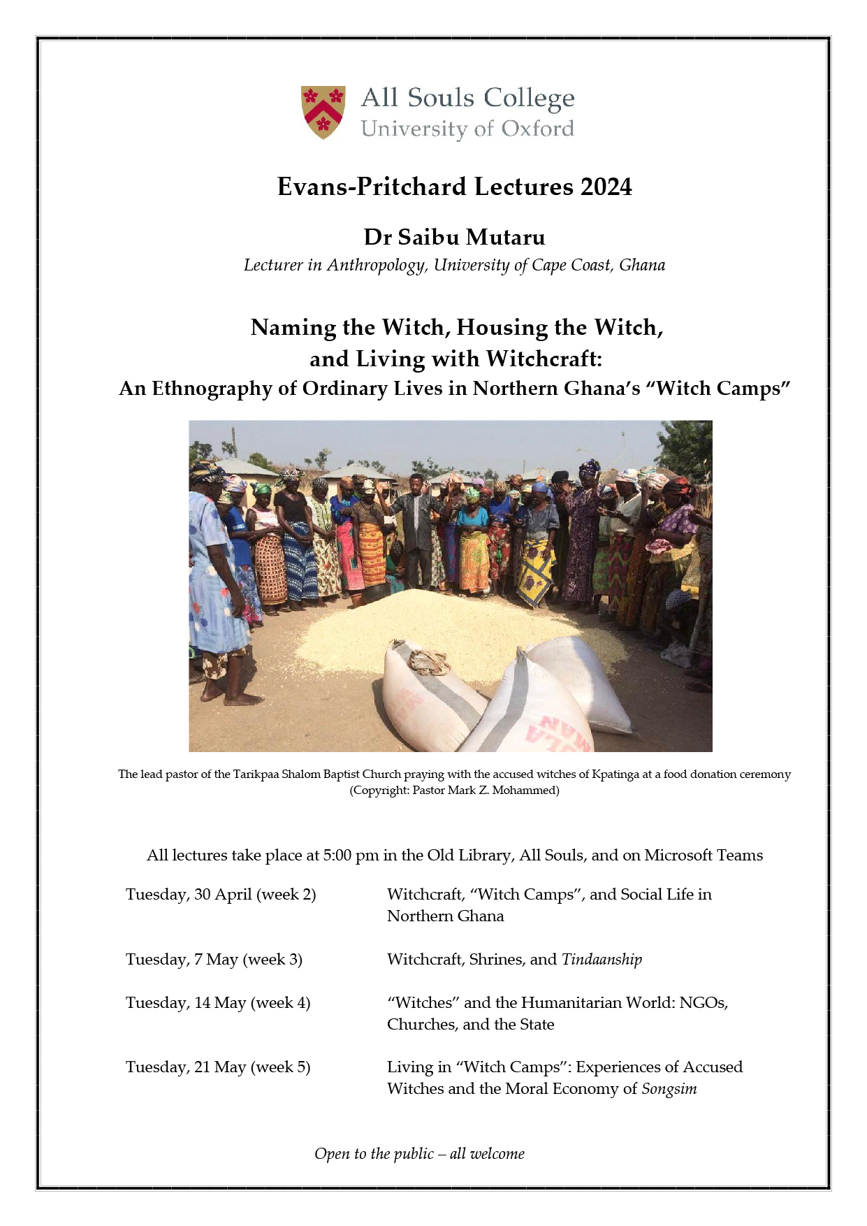 Naming the Witch, Housing the Witch, and Living with Witchcraft: An Ethnography of Ordinary Lives in Northern Ghana’s “Witch Camps” ANNOUNCEMENT
