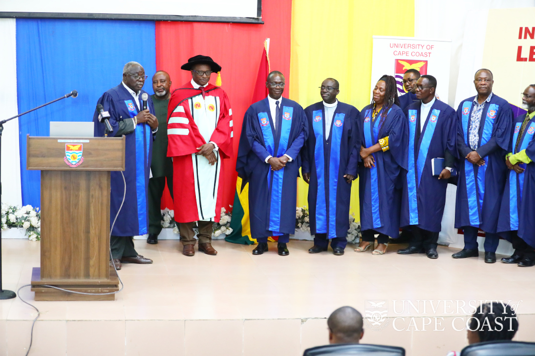 Prof. Nyarko-Sampson being welcomed into the College of Professors ahead of his robing Prof. Nyarko-Sampson being welcomed into the College of Professors ahead of his robing