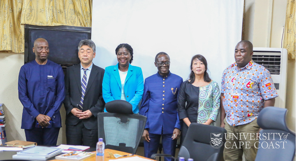 Vice-Chancellor of UCC, Prof. Johnson Nyarko Boampong (3rd from right) in a photo with Mr. Nuoki MIITORI and some distinguished guests at the event Vice-Chancellor of UCC, Prof. Johnson Nyarko Boampong (3rd from right) in a photo with Mr. Nuoki MIITORI and some distinguished guests at the event