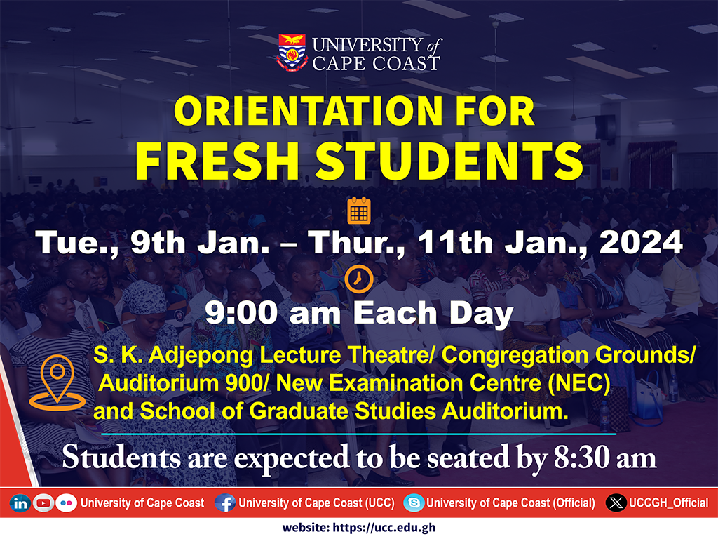ORIENTATION FOR FRESH REGULAR STUDENTS - 2024 ACADEMIC YEAR