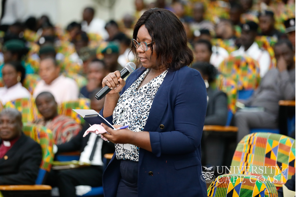 GRASAG Senate Representative, Hon. Araba Korsah, reading a statement on the floor of the House