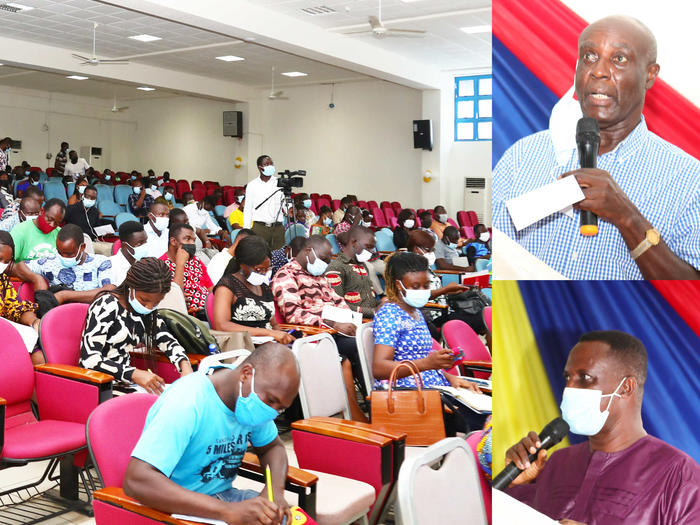 Prof. Francis Enu-Kwesi and Mr. Isaac Kosi speaking at the seminar Prof. Francis Enu-Kwesi and Mr. Isaac Kosi speaking at the seminar
