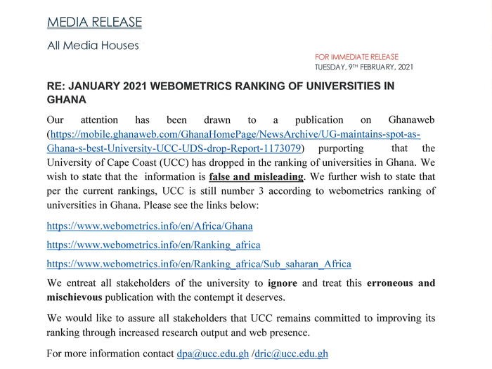 UCC Ranking UCC Ranking